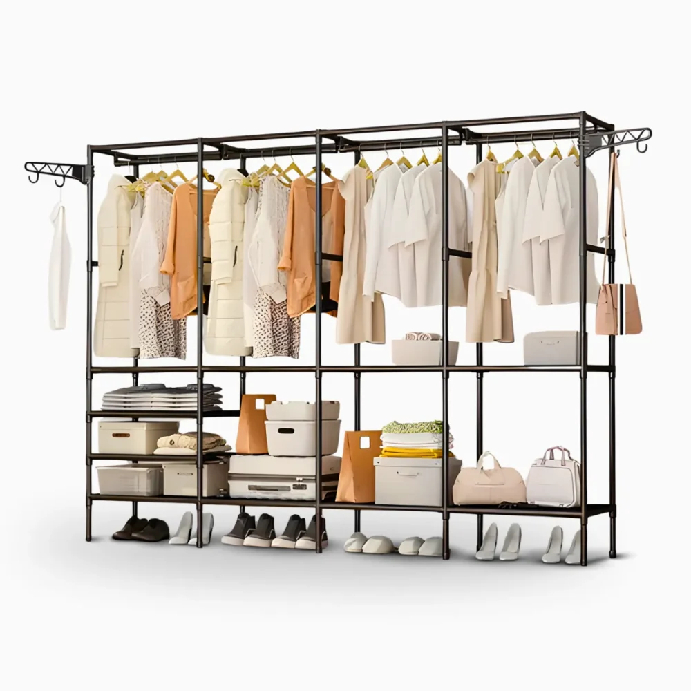 Organizador de Roupas com 4 Colunas – Ideal para Quarto, Closet e Lavanderia