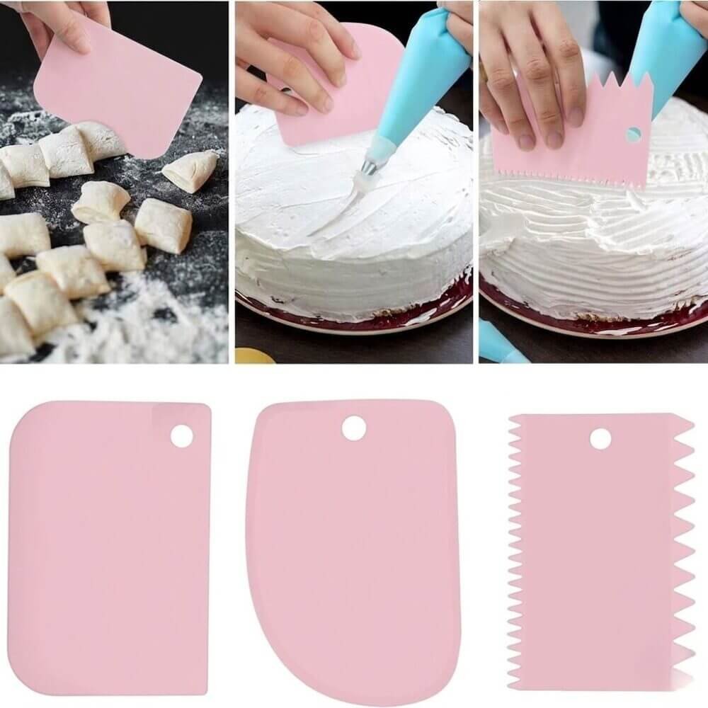 Kit Confeitaria Completo 27 Peças: 3 Espátulas Decorativas + 24 Itens para Confeiteira Rosa/Azul