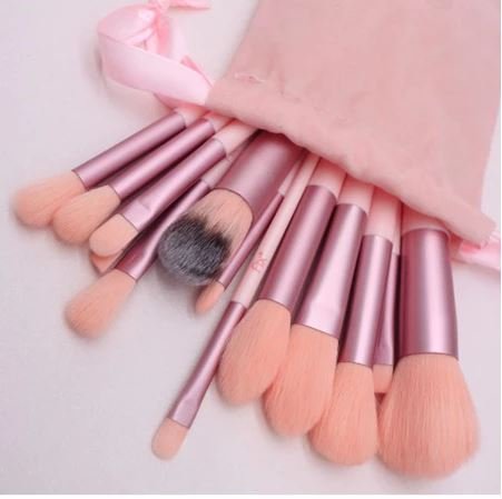 Kit Pincéis de Maquiagem Profissional 13 Peças Macios para Base, Olhos e Rosto