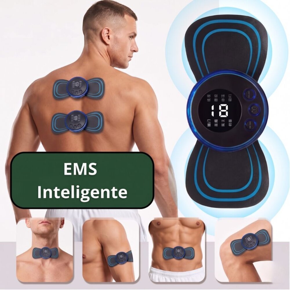 Mini Massageador EMS Portátil para Pescoço e Corpo | Estimulador Muscular Elétrico Recarregável | Alívio de Dor Cervical, Relaxamento Muscular e Fisioterapia